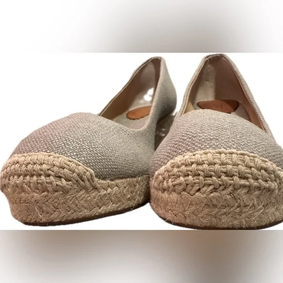 JCREW Seville Espadrille Wedge in Metallic Grey Canvas Jute Heel Shoe Womens- 7 - Picture 3 of 7